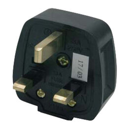 Safety plug BS (british standard) 13A IP32 black with fuse