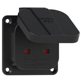 safety socket 64x64 british standard 13A IP54 (black)