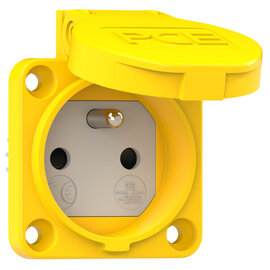 Schutzkontakt-Anbausteckdose 50x50 fb Shutter IP54 seitlich (gelb)
