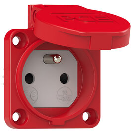 Socket outlet with protective contact 50x50 fb shutter IP54 rear (red)
