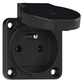 Socket outlet with protective contact 50x50 fb IP54 rear (black)