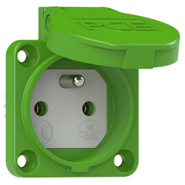 Socket outlet with protective contact 50x50 fb IP54 screwless (green)