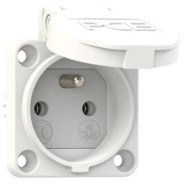 Socket outlet with protective contact 50x50 fb IP54 screwless (white)