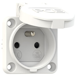 Socket outlet with protective contact 50x50 fb shutter IP54 screwless (white)