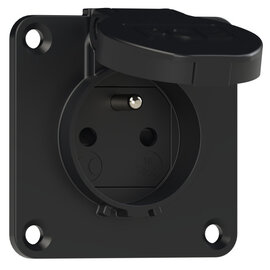 Socket outlet with protective contact 70x70 fb shutter IP54 rear (black)