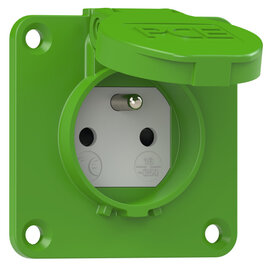 Socket outlet with protective contact 70x70 fb shutter IP54 side (green)
