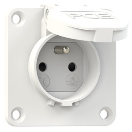 Socket outlet with protective contact 70x70 fb shutter IP54 rear (white)