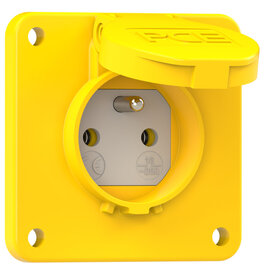 Schutzkontakt-Anbausteckdose 75x75 fb IP54 seitlich (gelb)