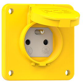 Schutzkontakt-Anbausteckdose 75x75 fb Shutter IP54 rückwärtig (gelb)