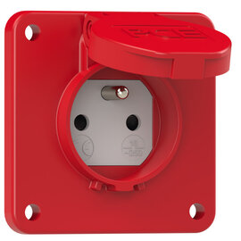Socket outlet with protective contact 75x75 fb shutter IP54 rear (red)