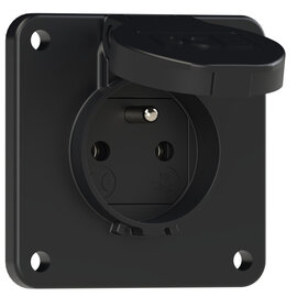 Socket outlet with protective contact 75x75 fb IP54 rear (black)