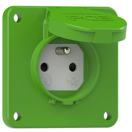 Schutzkontakt-Anbausteckdose 75x75 fb Shutter IP54 seitlich (grün)