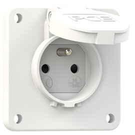 Socket outlet with protective contact 75x75 fb shutter IP54 side (white)