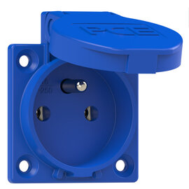 Safety socket P-NOVA+, 50x50 French/Belgian IP54 side (blue)