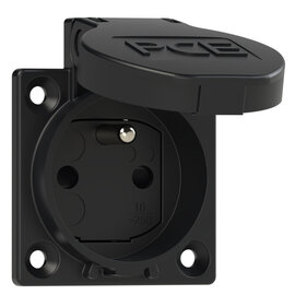 Safety socket P-NOVA+, 50x50 French/Belgian shutter IP54 side (schwarz)