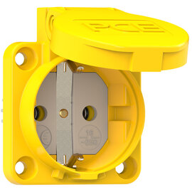Schutzkontakt-Anbausteckdose 50x50 nat Dichtrand IP54 seitlich (gelb)