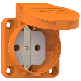 Schutzkontakt-Anbausteckdose 50x50 nat Dichtrand IP54 seitlich (orange)