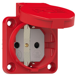 Schutzkontakt-Anbausteckdose 50x50 nat Shutter IP54 seitlich (rot)