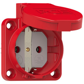 Socket outlet with protective contact 50x50 nat bulge IP54 screwless (red)