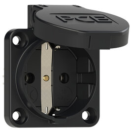 Socket outlet with protective contact 50x50 nat IP54 rear (black)