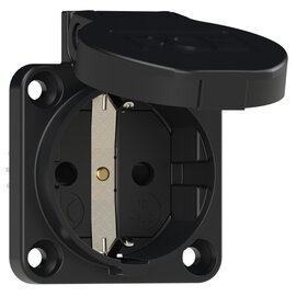 Socket outlet with protective contact 50x50 nat shutter IP54 side (black)