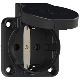 Socket outlet with protective contact 50x50 nat bulge IP54 side (black)