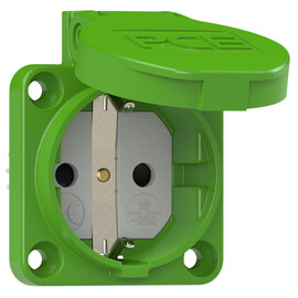 Schutzkontakt-Anbausteckdose 50x50 nat Shutter IP54 seitlich (grün)