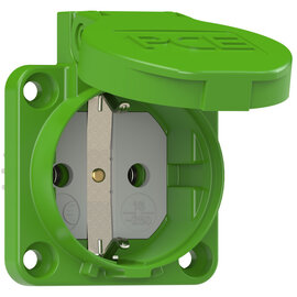 Socket outlet with protective contact 50x50 nat bulge IP54 screwless (green)