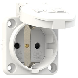 Socket outlet with protective contact 50x50 nat shutter IP54 side (white)