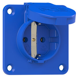 Socket outlet with protective contact 70x70 nat IP54 side (blue)