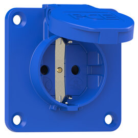 Socket outlet with protective contact 70x70 nat shutter IP54 rear (blue)