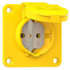 Schutzkontakt-Anbausteckdose 70x70 nat IP54 rückwärtig (gelb)