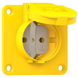 Schutzkontakt-Anbausteckdose 70x70 nat Dichtrand IP54 rückwärtig (gelb)