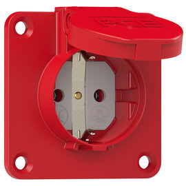 Socket outlet with protective contact 70x70 nat bulge IP54 rear (red)