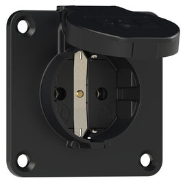 Socket outlet with protective contact 70x70 nat IP54 side (black)