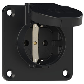 Socket outlet with protective contact 70x70 nat bulge IP54 rear (black)