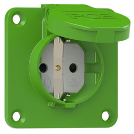 Socket outlet with protective contact 70x70 nat shutter IP54 side (green)