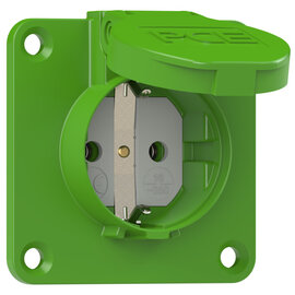 Socket outlet with protective contact 70x70 nat bulge IP54 rear (green)