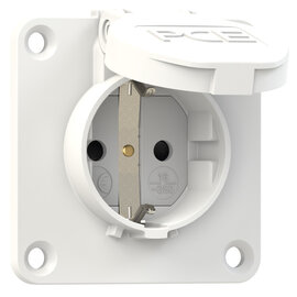 Socket outlet with protective contact 70x70 nat shutter IP54 rear (white)