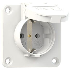 Socket outlet with protective contact 70x70 nat bulge IP54 rear (white)