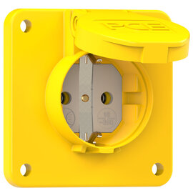 Schutzkontakt-Anbausteckdose 75x75 nat Dichtrand IP54 rückwärtig (gelb)