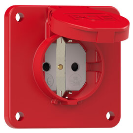 Schutzkontakt-Anbausteckdose 75x75 nat Shutter IP54 seitlich (rot)