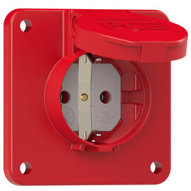 Schutzkontakt-Anbausteckdose 75x75 nat Dichtrand IP54 rückwärtig (rot)