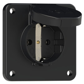 Socket outlet with protective contact 75x75 nat IP54 side (black)