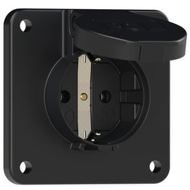 Socket outlet with protective contact 75x75 nat bulge IP54 rear (black)
