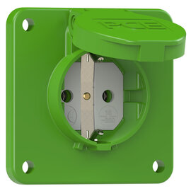 Socket outlet with protective contact 75x75 nat IP54 rear (green)