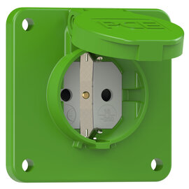 Socket outlet with protective contact 75x75 nat shutter IP54 rear (green)