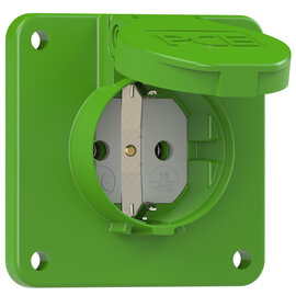 Socket outlet with protective contact 75x75 nat bulge IP54 rear (green)