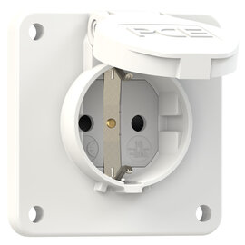 Socket outlet with protective contact 75x75 nat shutter IP54 side (white)