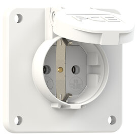 Socket outlet with protective contact 75x75 nat bulge IP54 rear (white)